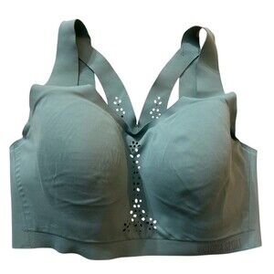 Victoria Sport 32DD Wireless Sports Bra Light Green Laser Cut Back Closure Gym